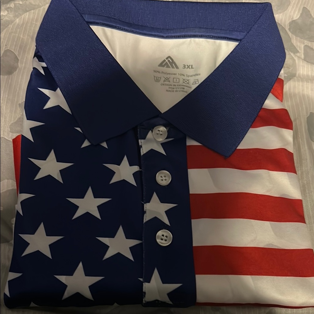 Source Unknown Blue and Red Polo Shirt